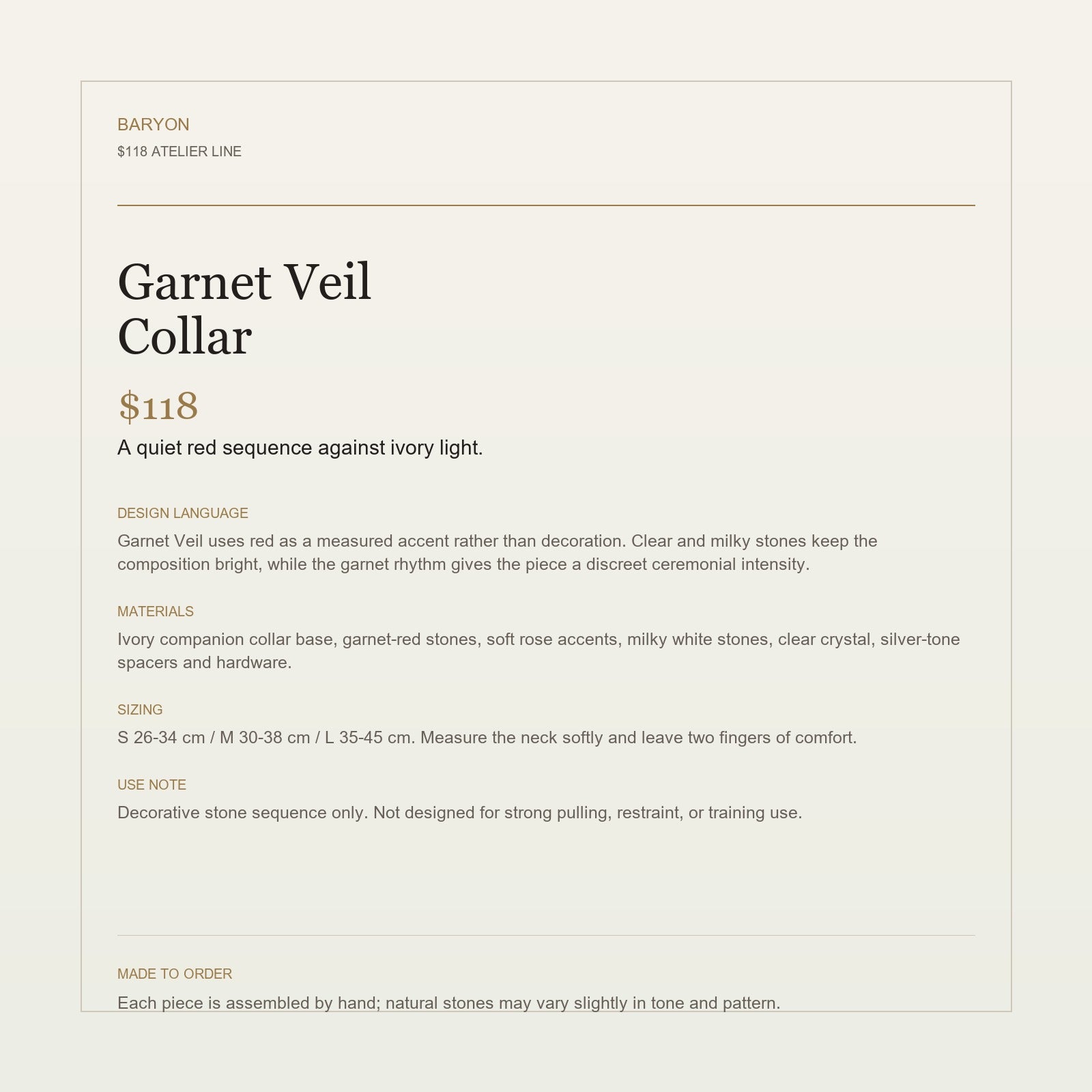 BARYON Garnet Veil Collar design language