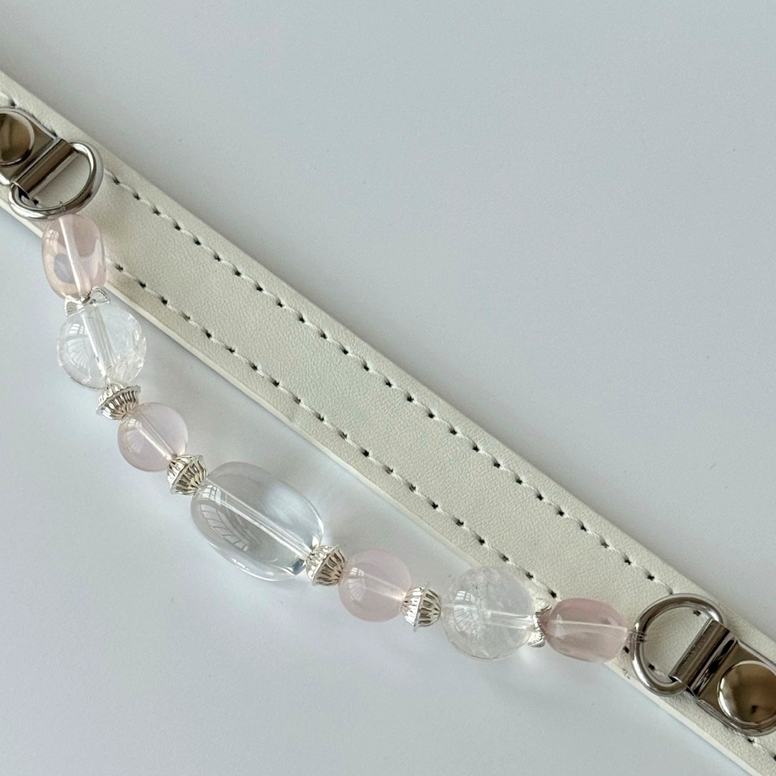 BARYON Ivory Mist Daily Ritual Collar leather hardware and stone detail
