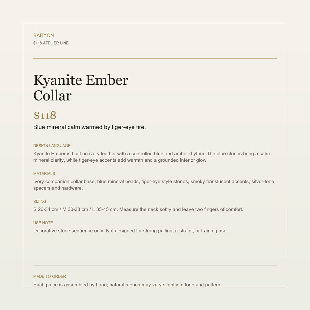 BARYON Kyanite Ember Collar - product information card