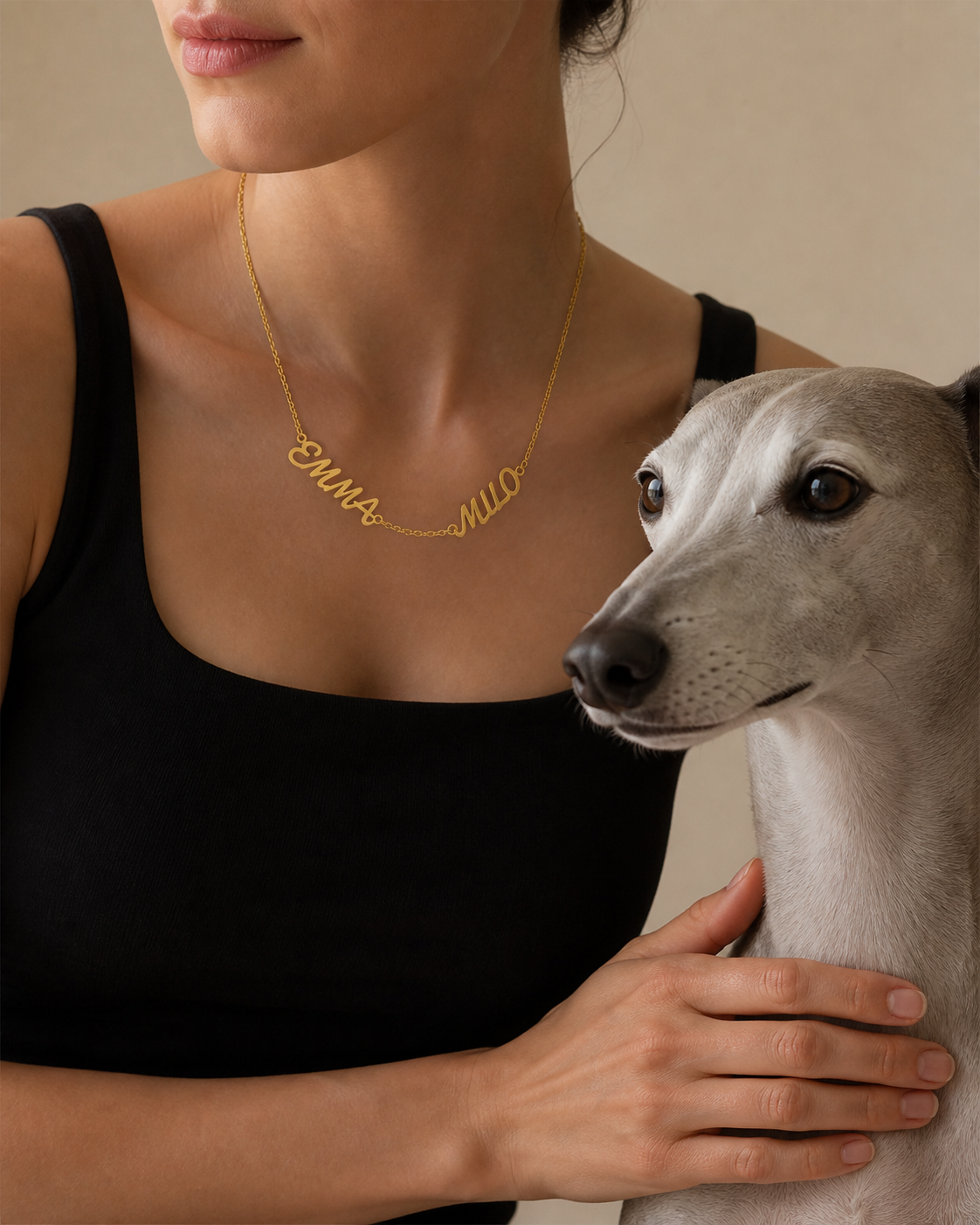 Names Between Us Necklace expressing the relationship between a person and companion