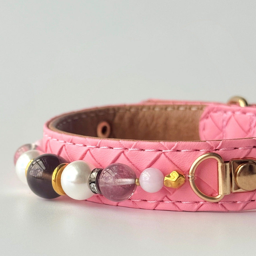 BARYON Rose Smoke Daily Ritual Collar leather hardware and stone detail