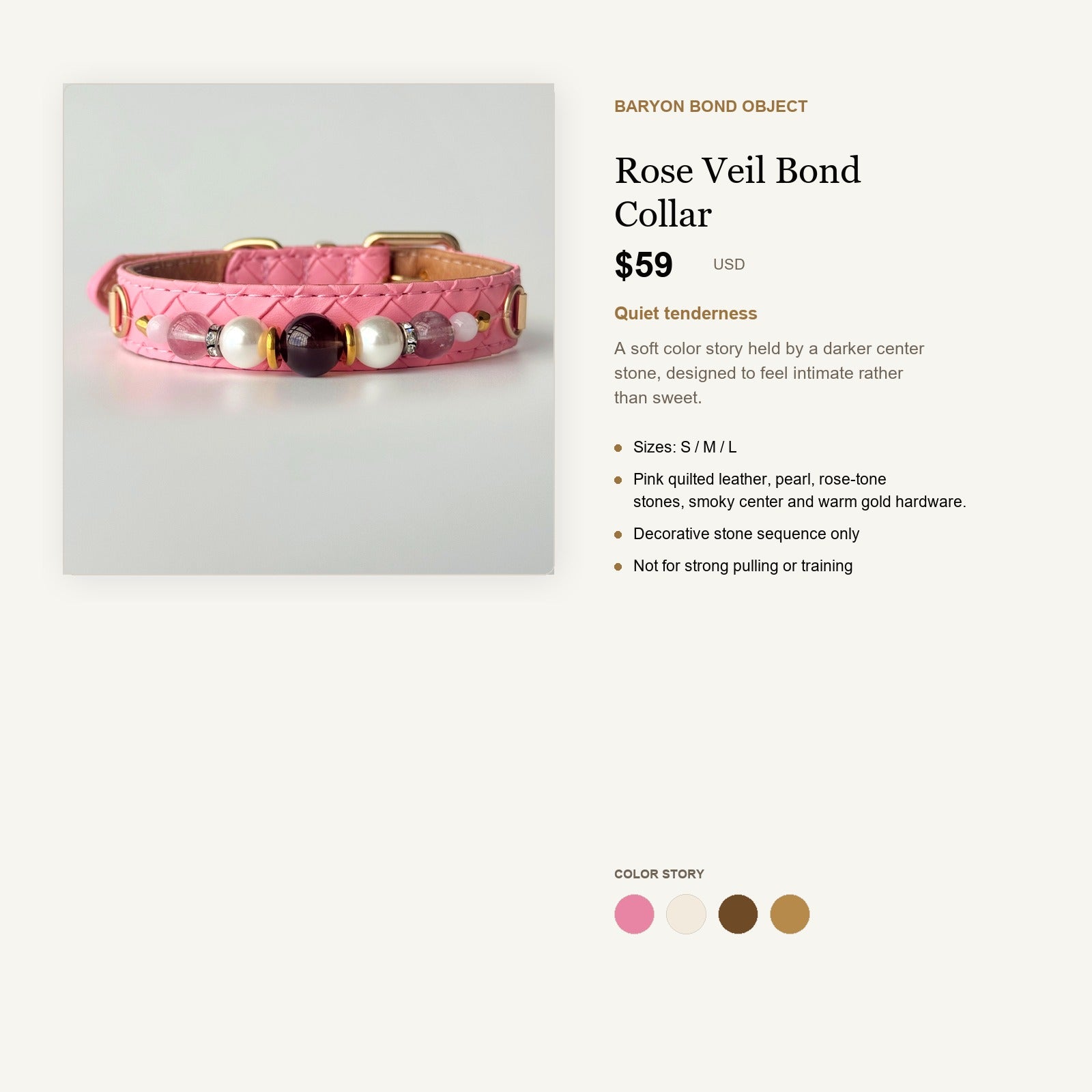Rose Veil Bond Collar product information and design language card