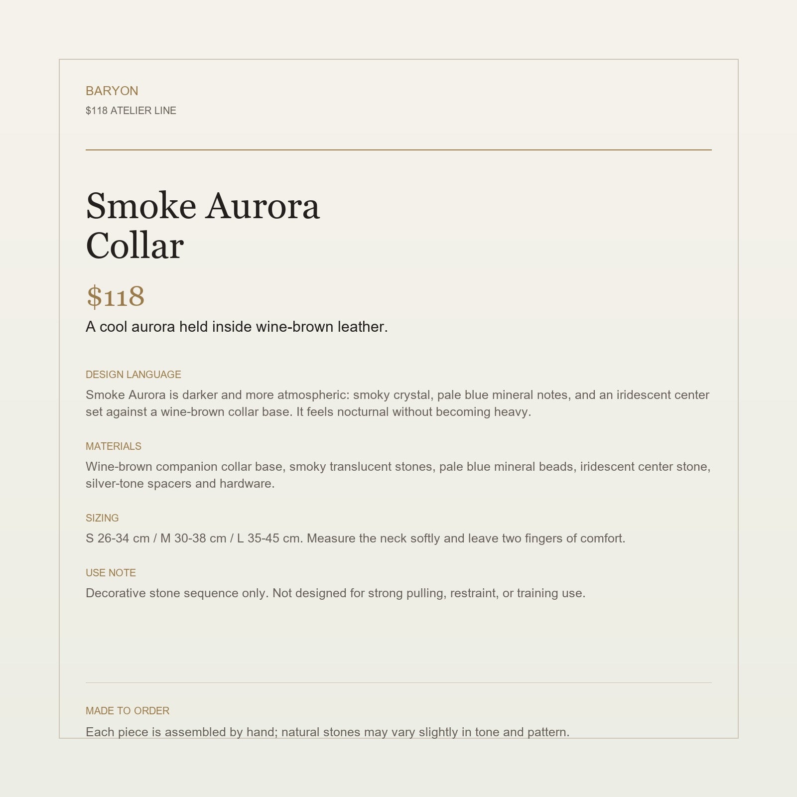 BARYON Smoke Aurora Collar design language