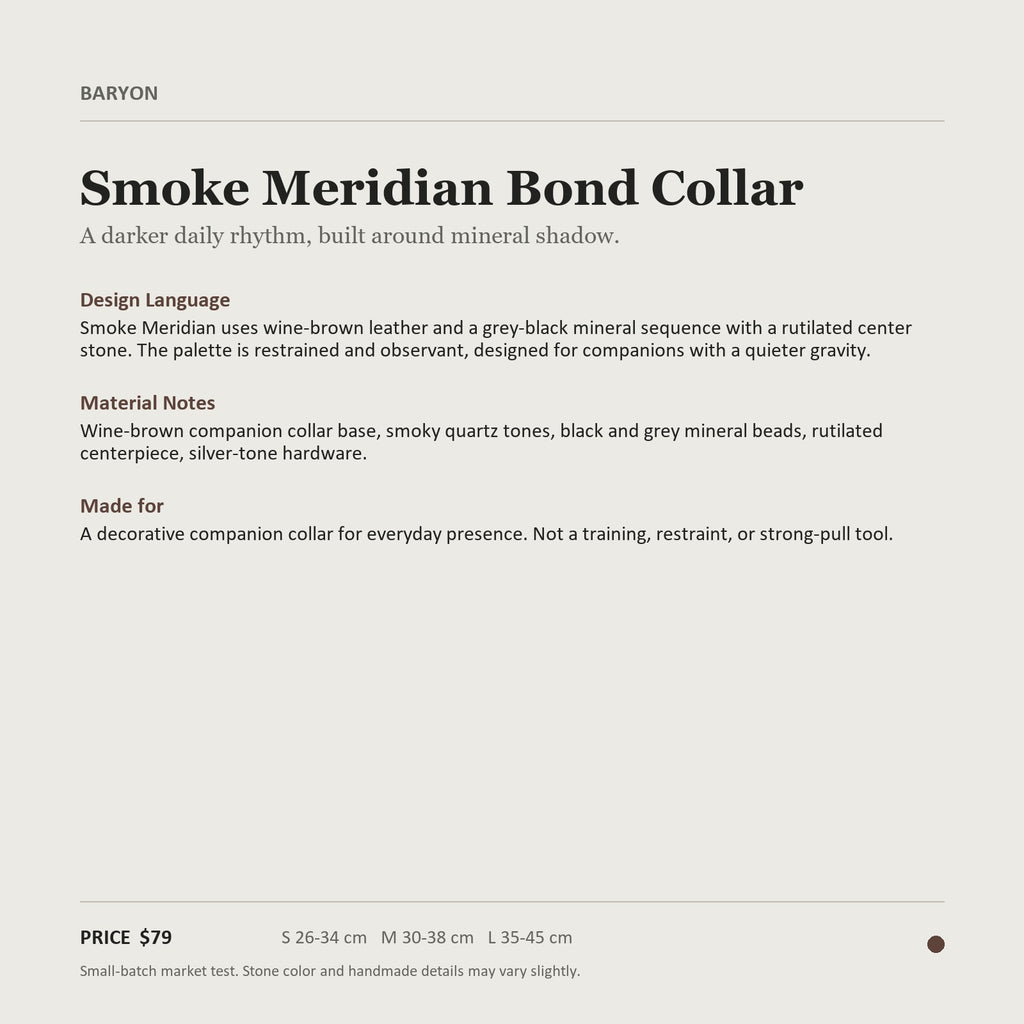BARYON Smoke Meridian Bond Collar product information and design language card